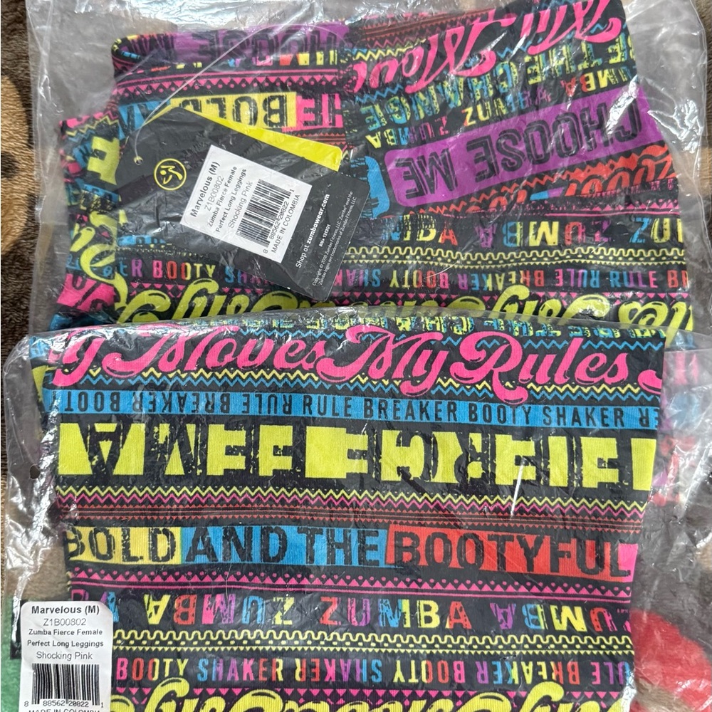 Zumba Fitness Marvelous Bold Leggings - Pink, Yellow, Blue, Black